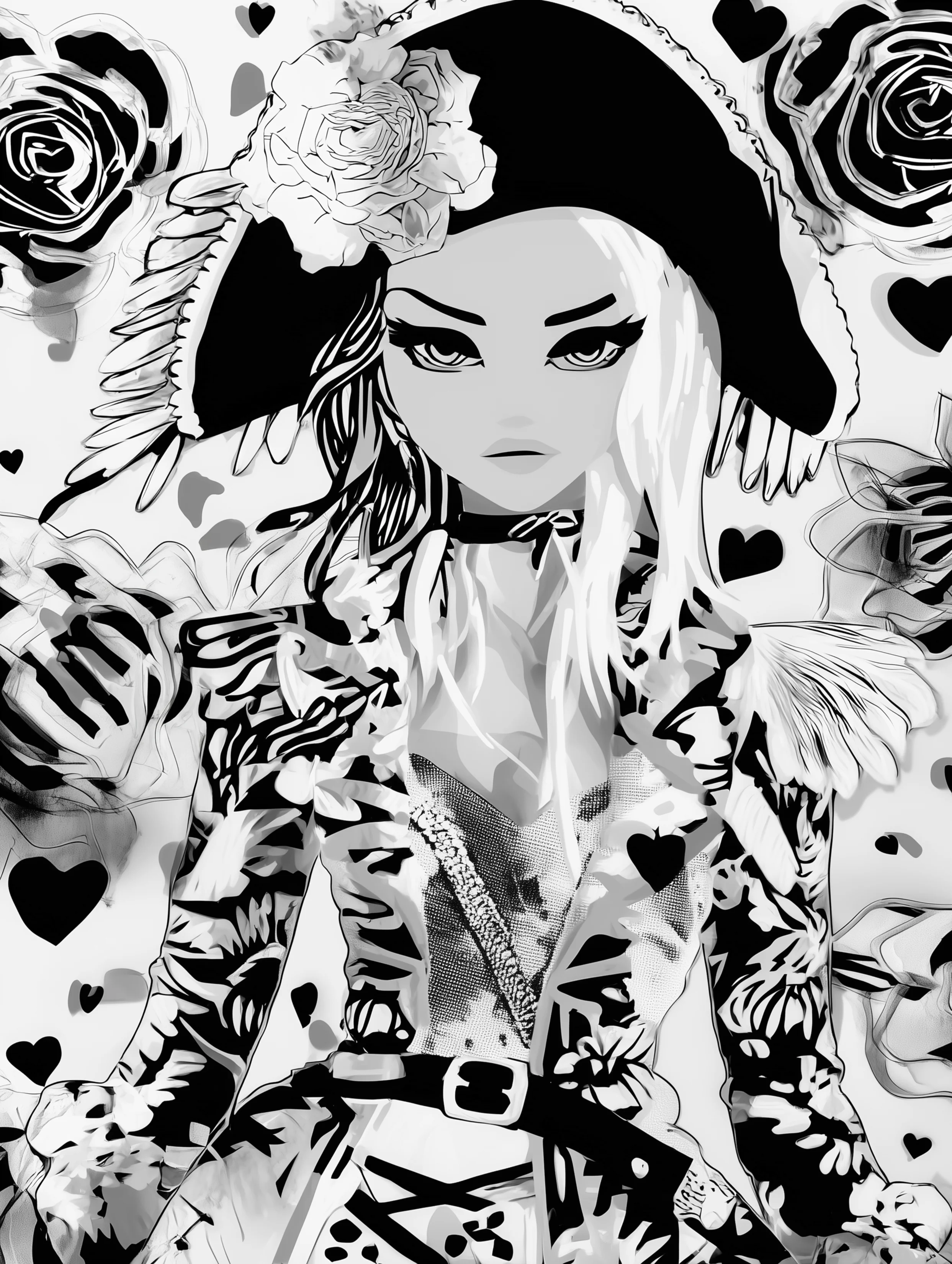 Free printable pirate coloring pages for adults featuring blonde pirate lady